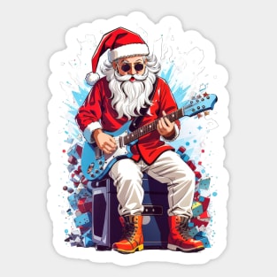 Santa Claus playing an electric guitar Sticker